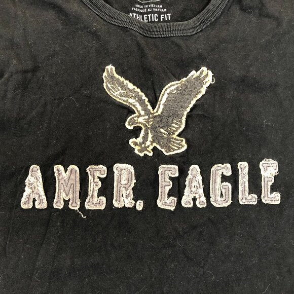 American Eagle Mens Long Sleeve T-Shirt Large Black Athletic Fit Pullover Casual - Picture 6 of 9